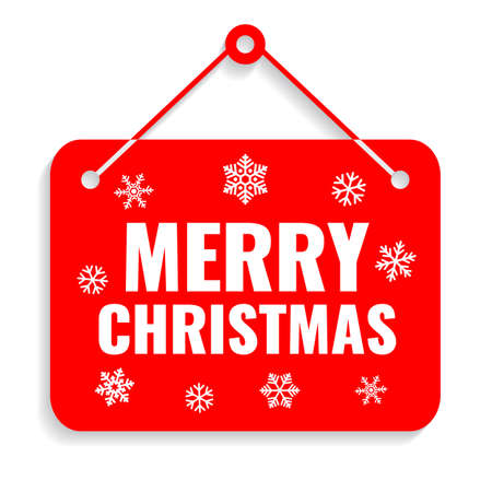 Merry Christmas red door sign on white backgroundのイラスト素材