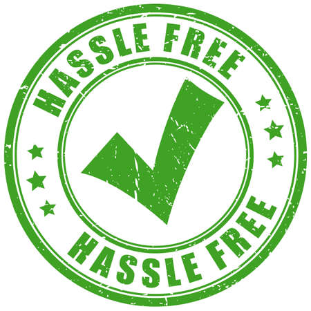 Hassle free rubber stamp isolated on white backgroundのイラスト素材