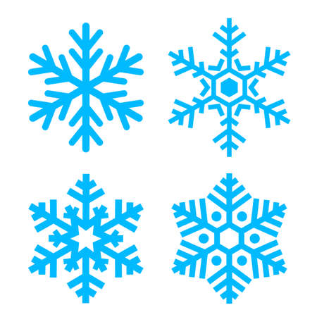 Snow flake vector icon set isolated on white backgroundのイラスト素材