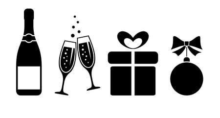 Vector holiday celebration vector icons isolated on white backgroundのイラスト素材