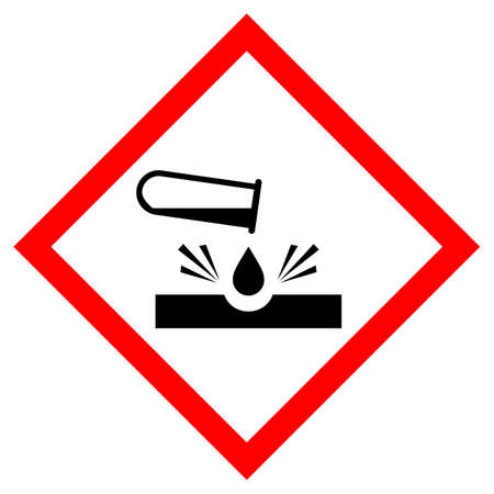 Corrosive acid vector warning sign isolated on white backgroundのイラスト素材