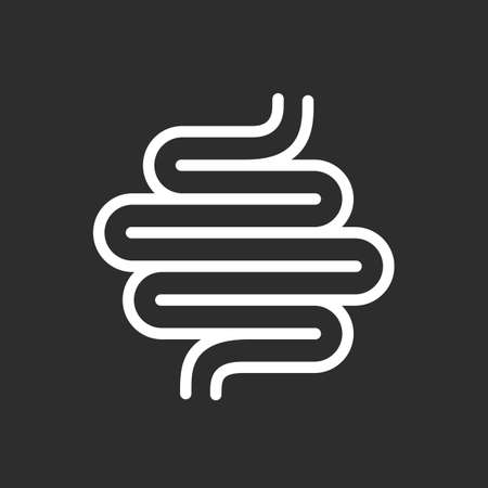 Intestine vector line icon isolated on black backgroundのイラスト素材