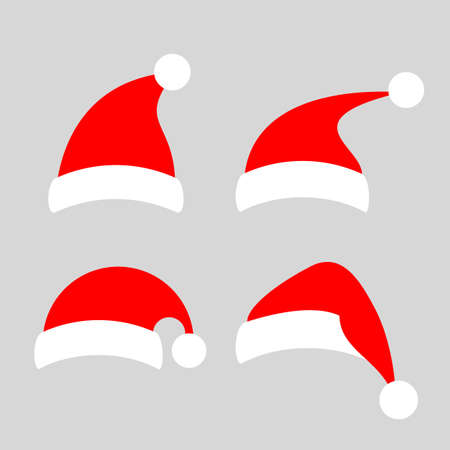 Santa red hat, Christmas cap vector icon on white backgroundのイラスト素材