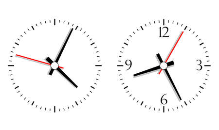 Simple modern clock face vector illustration on white backgroundのイラスト素材