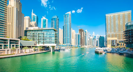Dubai Marina modern skyline in UAEのeditorial素材