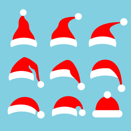 Christmas hat vector icons, Santa costume detailのイラスト素材