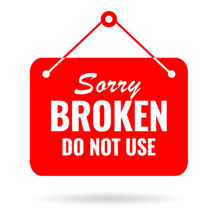 Broken sign, do not use security notice on white backgroundのイラスト素材