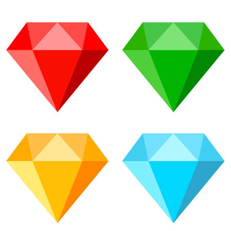 Gem stones vector icons set isolated on white backgroundのイラスト素材