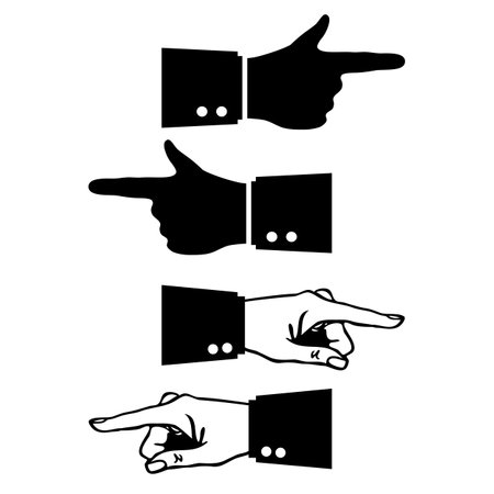 Hand and pointing finger vector icons set isolated on white backgroundのイラスト素材