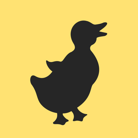 Small cute baby duck vector icon on yellow backgroundのイラスト素材