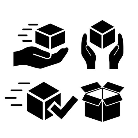 Parcel delivery vector icons set isolated on white backgroundのイラスト素材