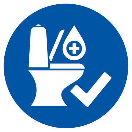 Toilet cleaned and disinfected vector sign isolated on white backgroundのイラスト素材