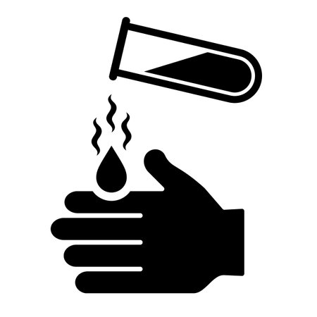 Corrosive chemical agent, acid burn hazard vector icon on white backgroundのイラスト素材