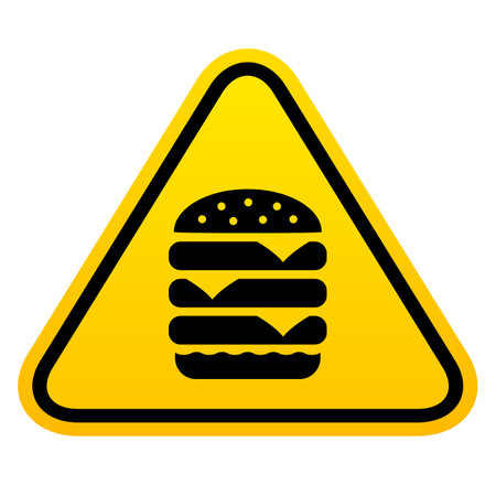Overeating hazard sign, eating disorder icon isolated on white backgroundのイラスト素材
