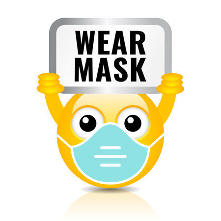 Wear face mask vector sign on white backgroundのイラスト素材