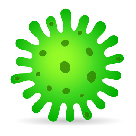 Microbe vector cartoon, green bacteria illustration on white backgroundのイラスト素材