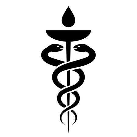 Homeopathy medical sign with snakes isolated on white backgroundのイラスト素材