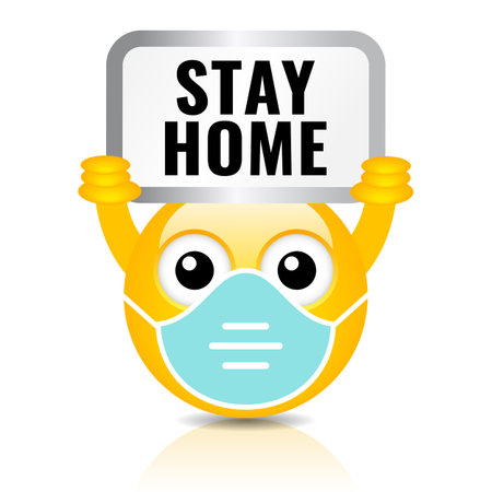 Stay home vector placard on white backgroundのイラスト素材