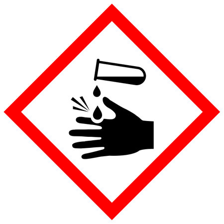 Corrosive acid safety vector sign on white backgroundのイラスト素材
