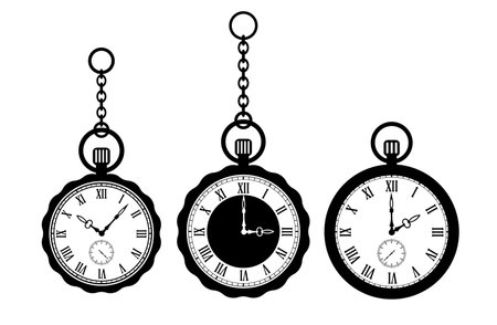 Pocket watch vector icons set isolated on white backgroundのイラスト素材