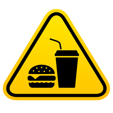 Unhealthy food vector warning sign isolated on white backgroundのイラスト素材