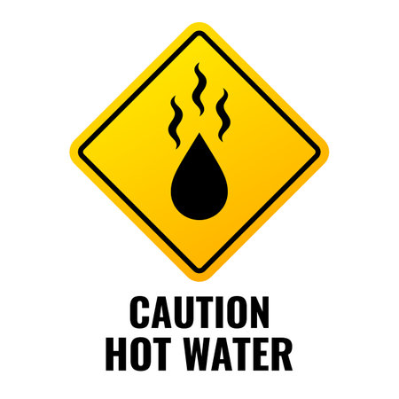 Hot water caution sign isolated on white backgroundのイラスト素材
