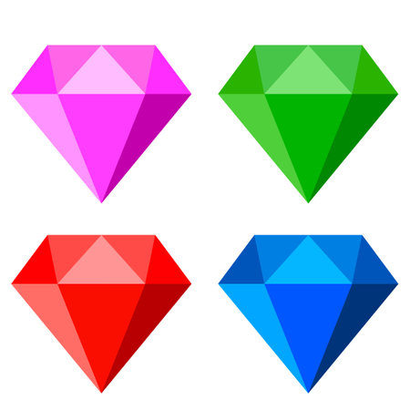 Gem stone web icons set, vector illustration over whiteのイラスト素材