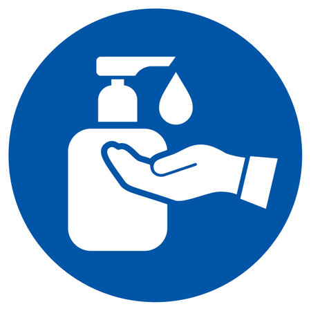 Liquid soap icon, wash your hands symbol on white backgroundのイラスト素材
