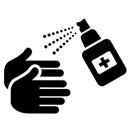 Alcohol spray for hands disinfection, vector icon on white backgroundのイラスト素材