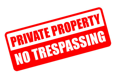 Red sign private proprety on white background, no trespassingのイラスト素材