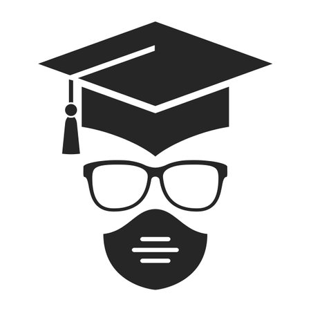 Student face with medical mask, vector illustrationのイラスト素材