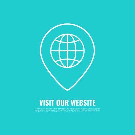 Internet location vector pin icon, visit our website poster designのイラスト素材