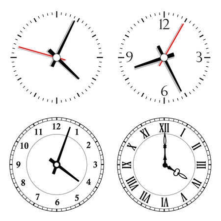 Clock face icons set, vector illustration on white backgroundのイラスト素材