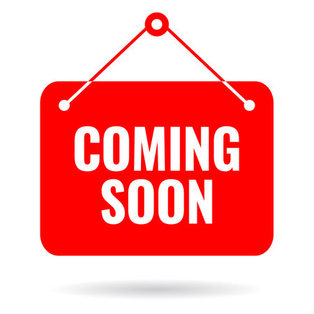 Coming soon vector sign on white backgroundのイラスト素材