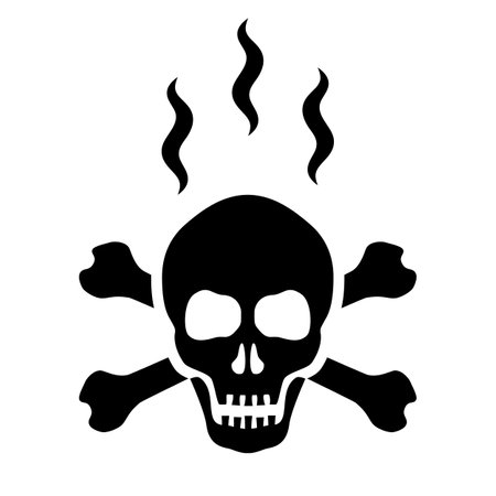 Skull danger vector symbol, poison icon isolated on white backgroundのイラスト素材