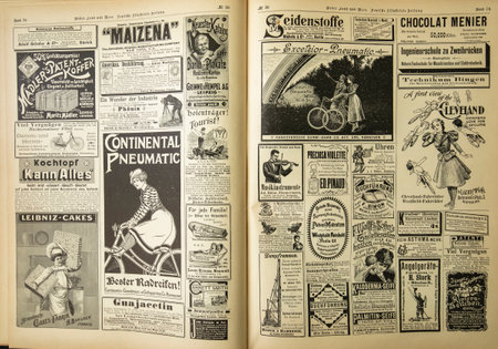 Photo from antique German magazine Uber Land und Meer (Over Land and Sea), old-fashioned advertising content. Published in Stuttgart, Germany 1897.のeditorial素材