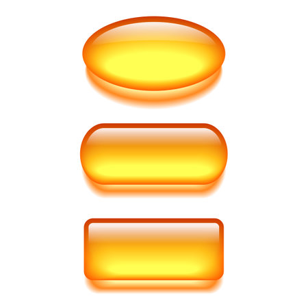 Glossy yellow gel buttons set isolated on white backgroundのイラスト素材