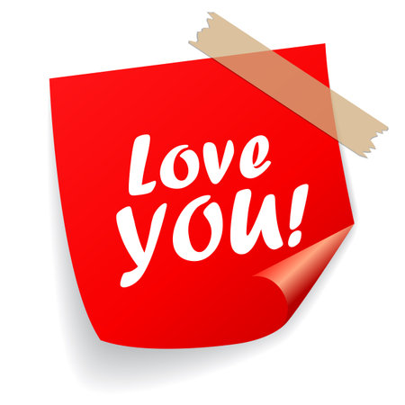 Love you red vector sticker isolated on white backgroundのイラスト素材