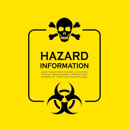 Hazardous materials information, text box design on yellow backgroundのイラスト素材