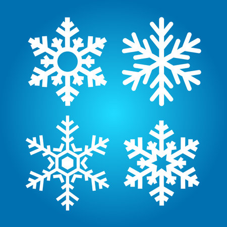Snowflake vector icons isolated on blue backgroundのイラスト素材