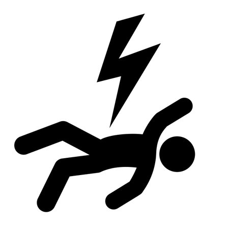 Electric shock vector icon, electrocuted person isolated on white backgroundのイラスト素材