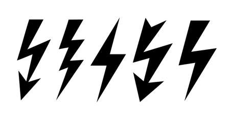 Lightning icon, bolt vector signs isolated on white backgroundのイラスト素材
