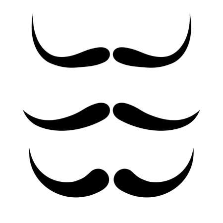 Curled up thin moustaches in Salvador Dali style, vector icons set on white backgroundのイラスト素材