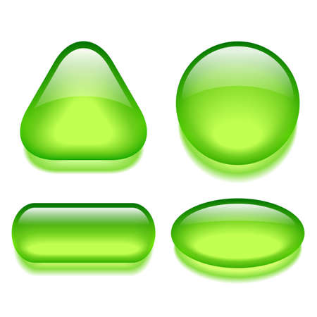 Green gel web buttons set isolated on white backgroundのイラスト素材