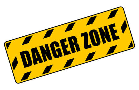 Danger zone yellow warning sign on white backgroundのイラスト素材