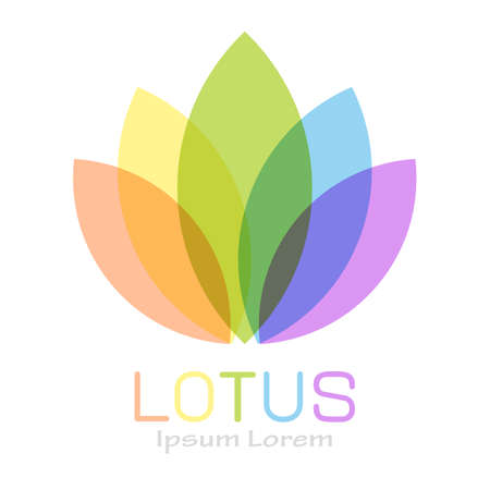 Multicolored lotus flower vector logo isolated on white backgroundのイラスト素材
