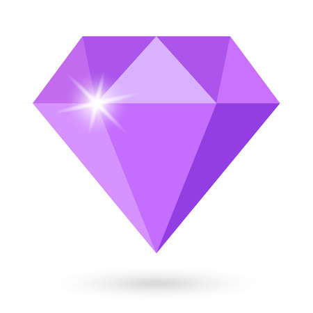 Purple amethyst gem stone vector icon isolated on white backgroundのイラスト素材
