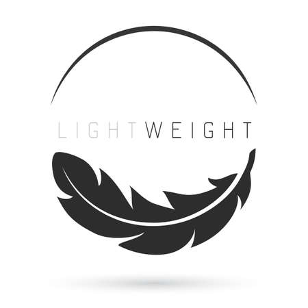 Light weight feather icon on white backgroundのイラスト素材