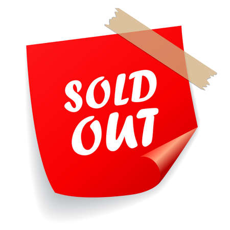 Sold out red vector sticker isolated on white backgroundのイラスト素材