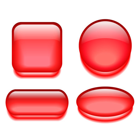 Red gel web buttons set isolated on white backgroundのイラスト素材